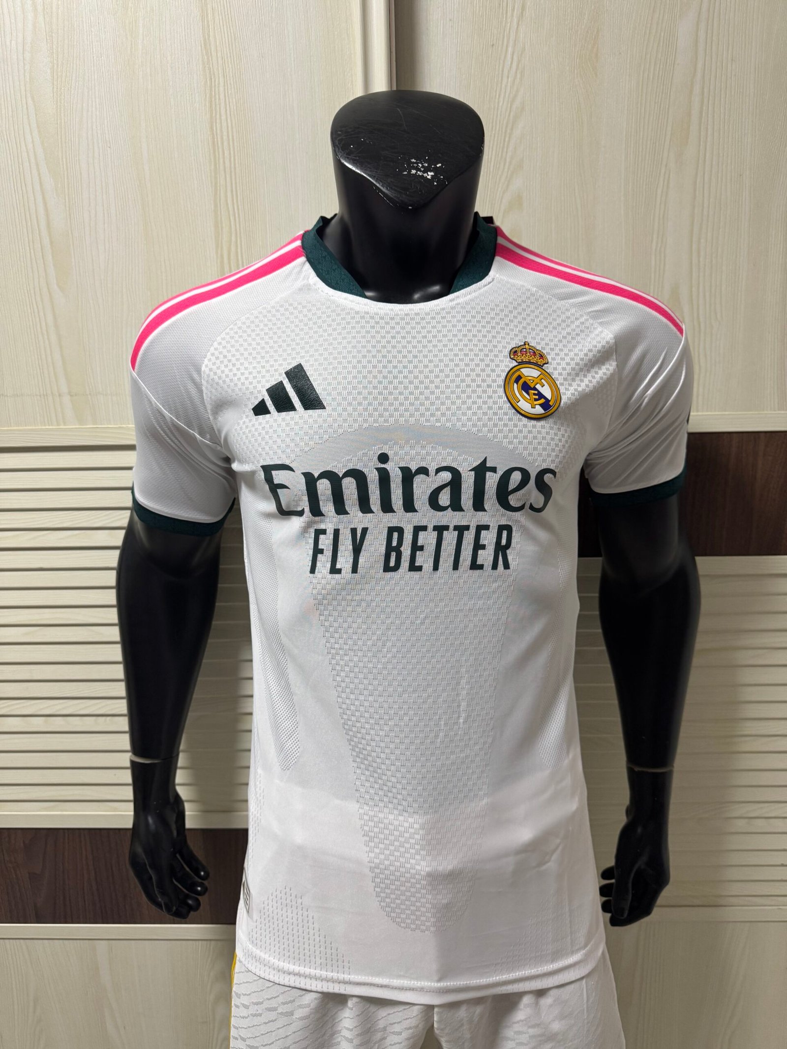 Adidas Real Madrid 2026-27 Home Player Version Jersey front view showing pristine white official Real Madrid shirt with iconic club crest and adidas HEAT.RDY performance fabric