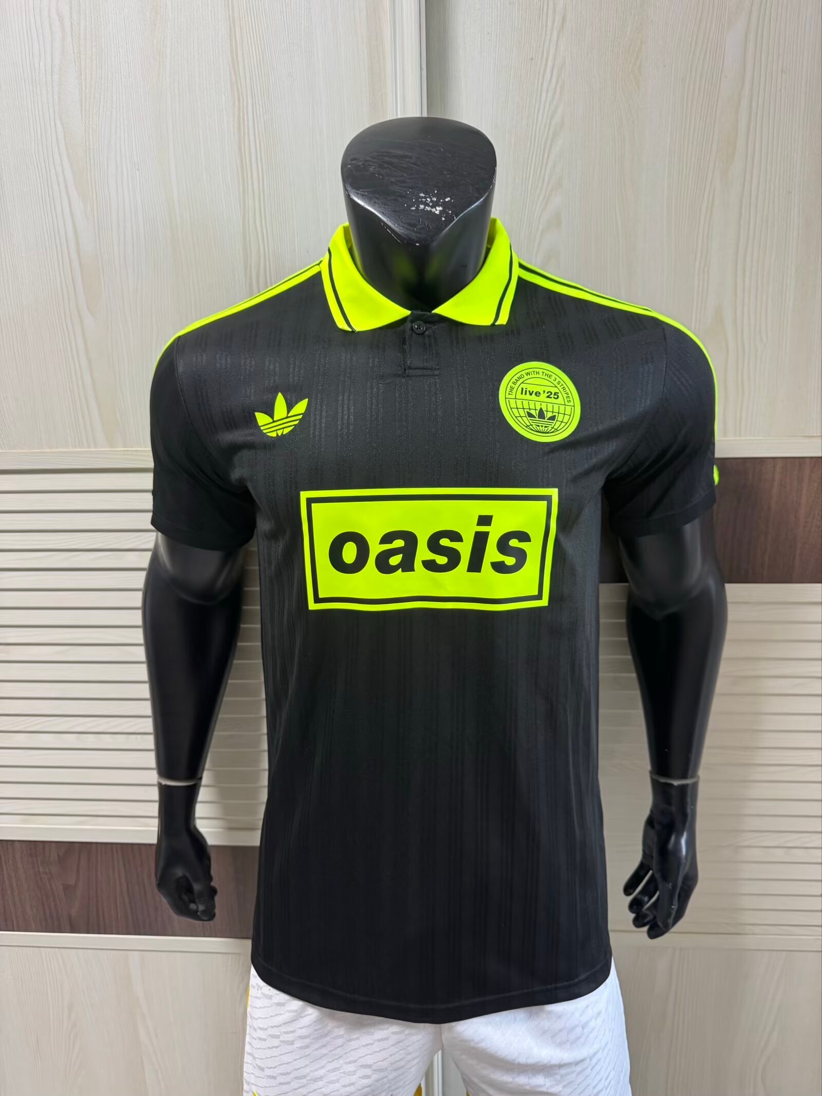 Adidas Originals x Oasis Live '25 Tour Jacquard Jersey – Black & Yellow | Limited Edition Britpop Football Shirt