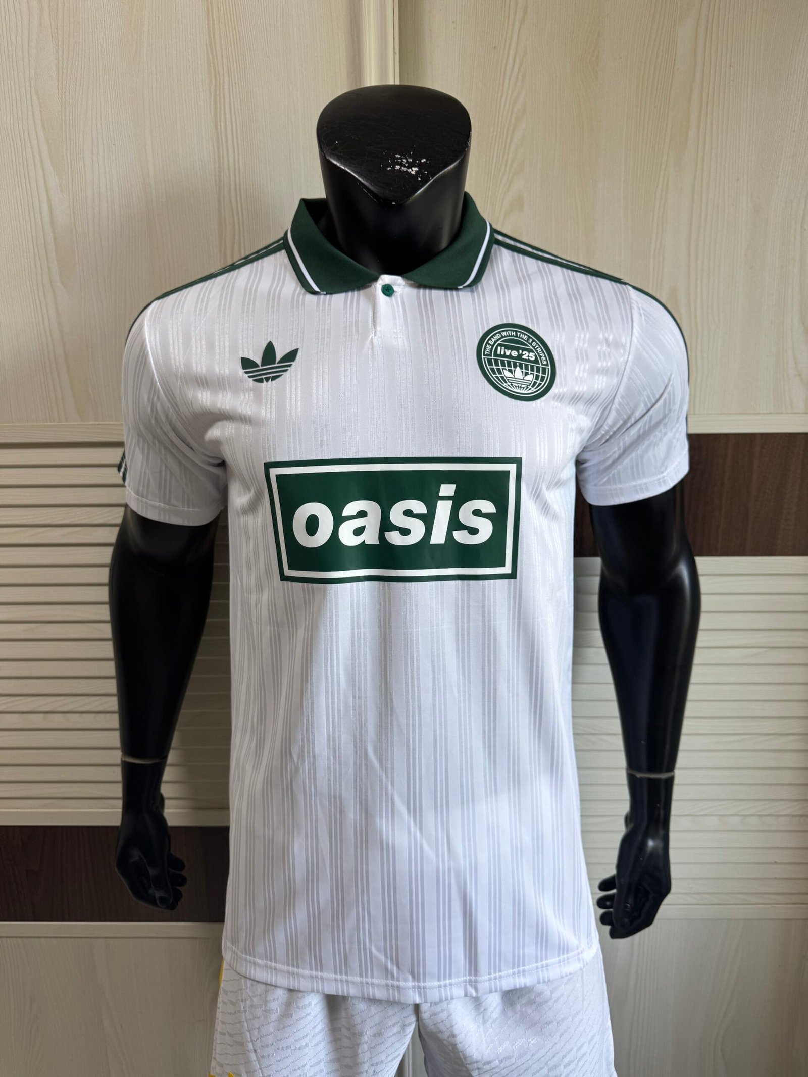 Adidas Originals x Oasis Live '25 Tour Jacquard Jersey – White & Green | Limited Edition Britpop Football Shirt