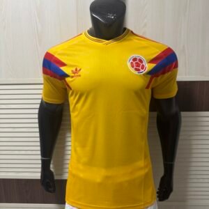 Adidas Originals Colombia 1990 Reissue Home Jersey – Yellow Tricolor 3-Stripe | Italy 90 World Cup Retro Football Shirt
