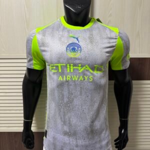 PUMA Manchester City 2025/26 Third Jersey – Silver Rain Pattern with Neon Green Accents