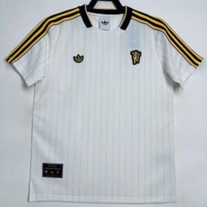 “2025/26 Manchester United White (Culture Shirt) Yellow Triple Stripe 7”